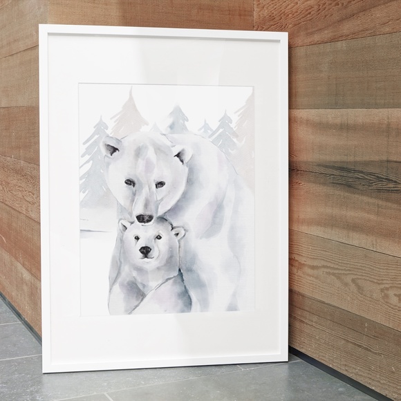 Watercolor Polar Bears Wall Art Illustration Print Poster Card Unframed - Picture 9 of 17